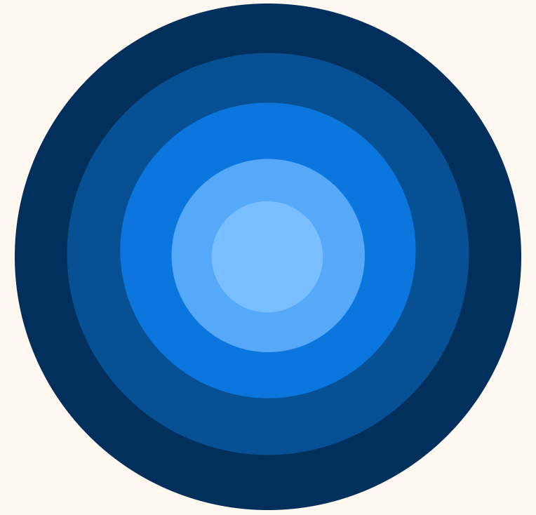 Circular design with concentric blue rings on a white background