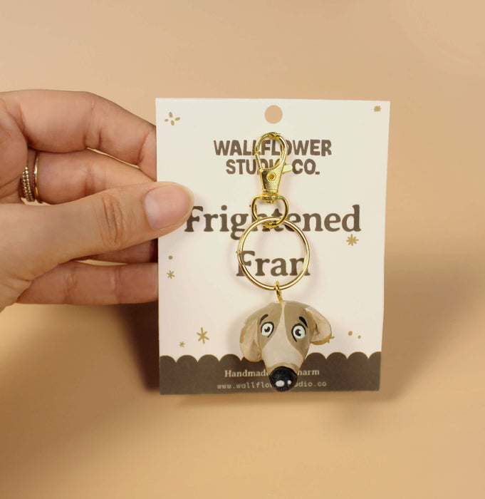 Handmade Frightened Fran Greyhound Bag Charm