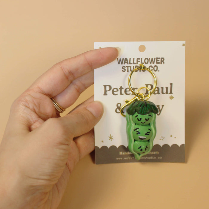 Handmade Peter, Paul & Perry Pea Pod Bag Charm