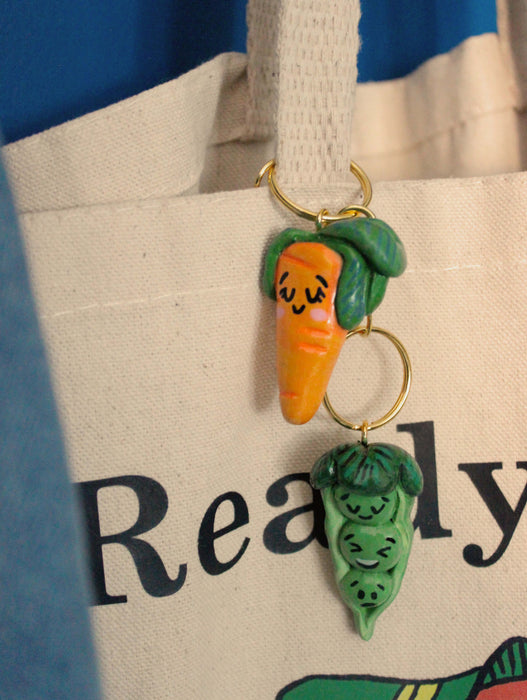 Handmade Carrie the Carrot Pod Bag Charm
