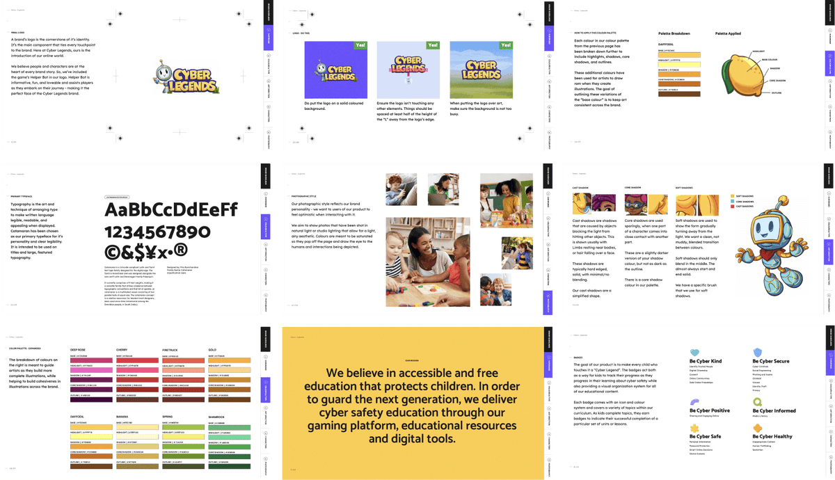 Grid of screenshots from a brand guidelines document