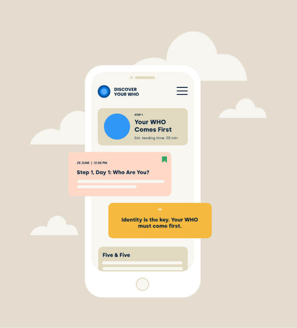 Phone screen displaying a digital quiz app with questions on a beige background