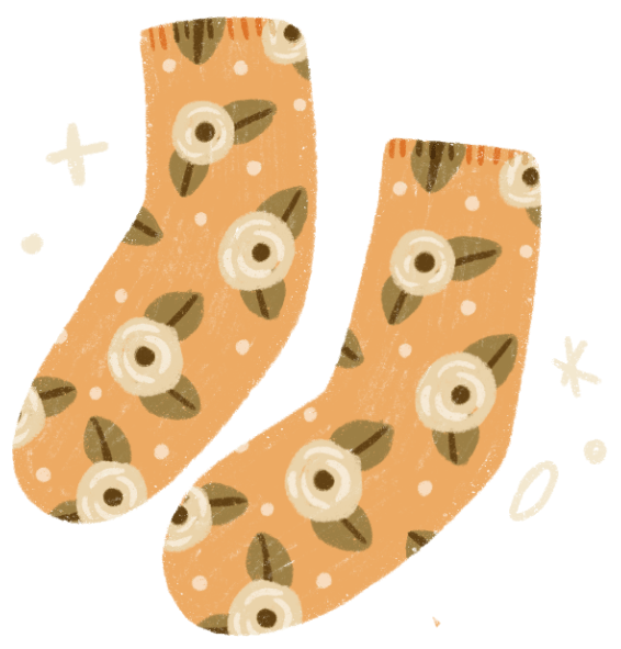 Floral patterned socks on a black background