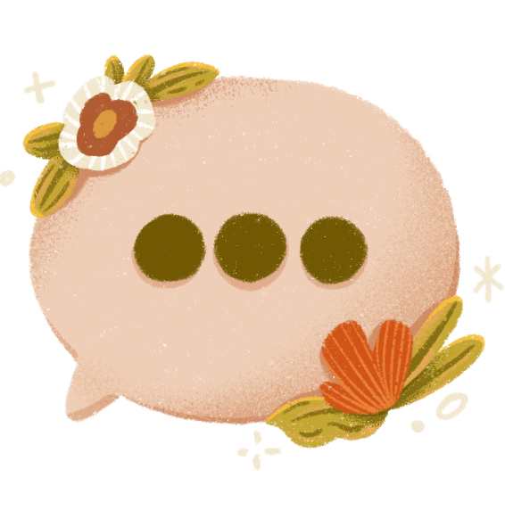 Decorative speech bubble with flowers on a transparent background