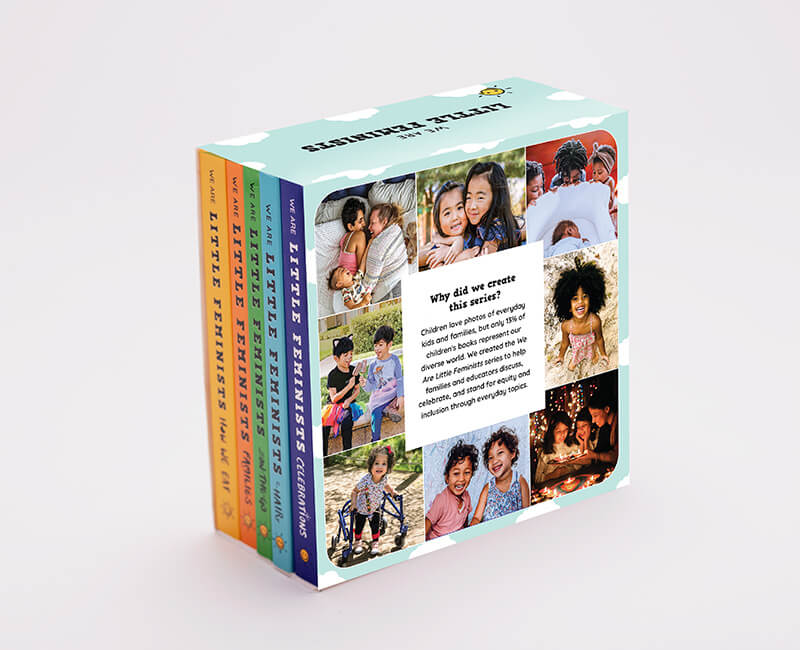 Set of children's books with images of children on the cover