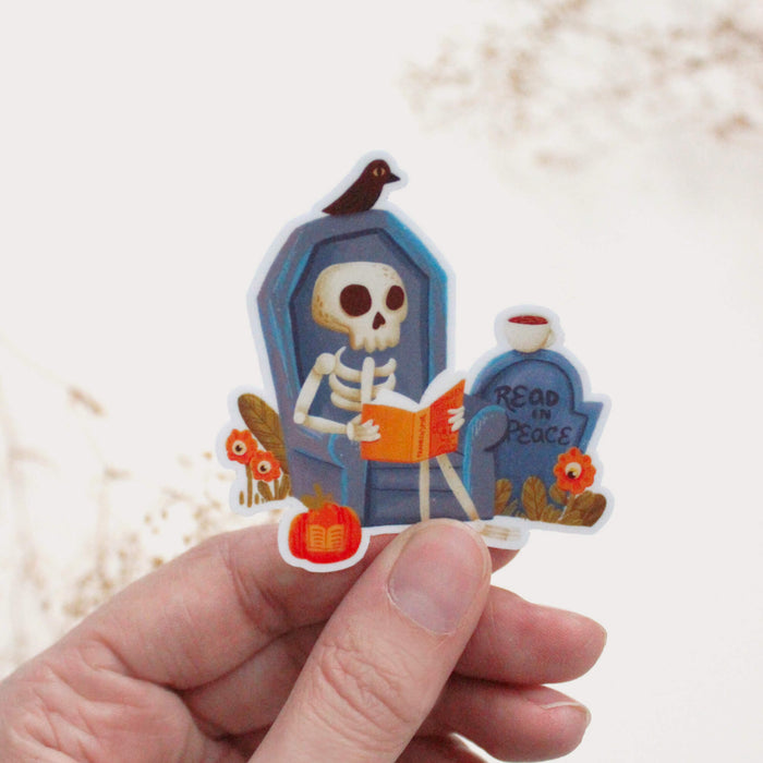 Read in Peace Skeleton Vinyl Sticker