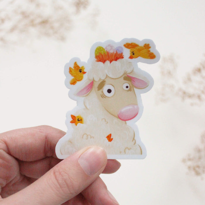 White Sheep Spring Vinyl Sticker