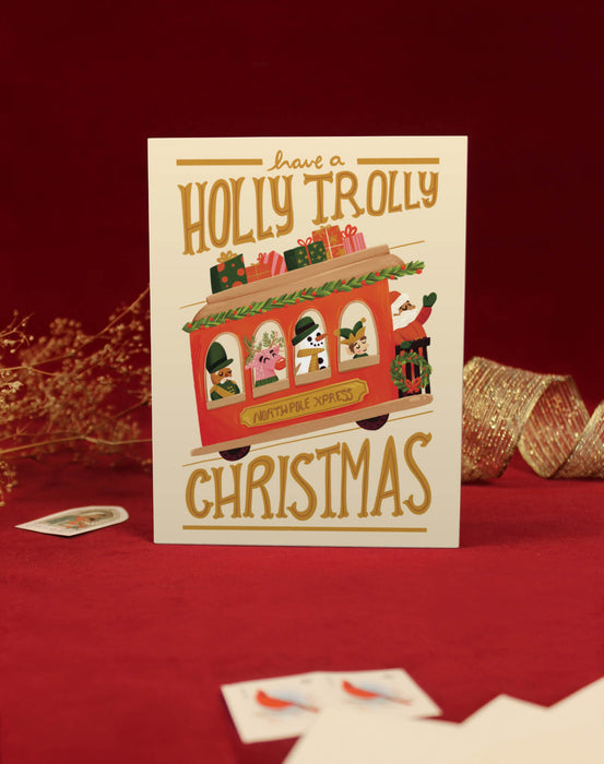 Holly Trolly Christmas Card