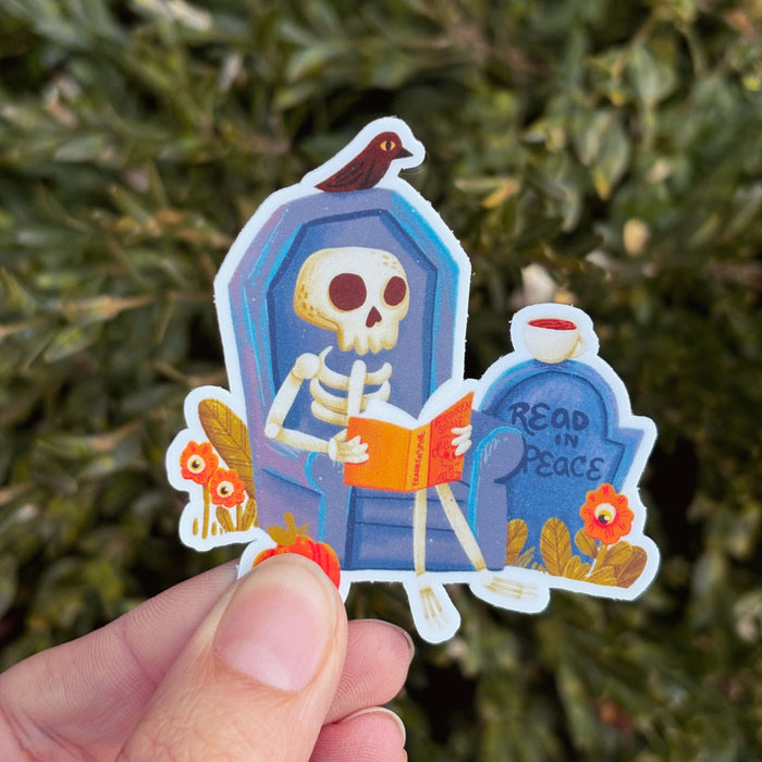 Read in Peace Skeleton Vinyl Sticker