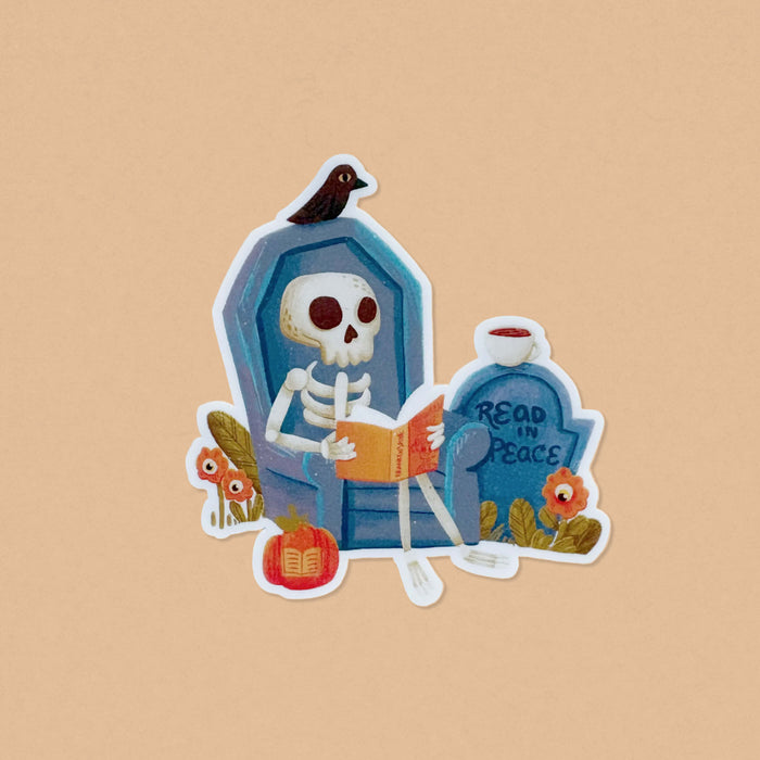 Read in Peace Skeleton Vinyl Sticker
