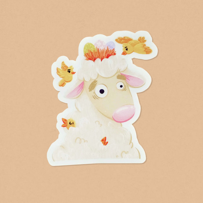 White Sheep Spring Vinyl Sticker