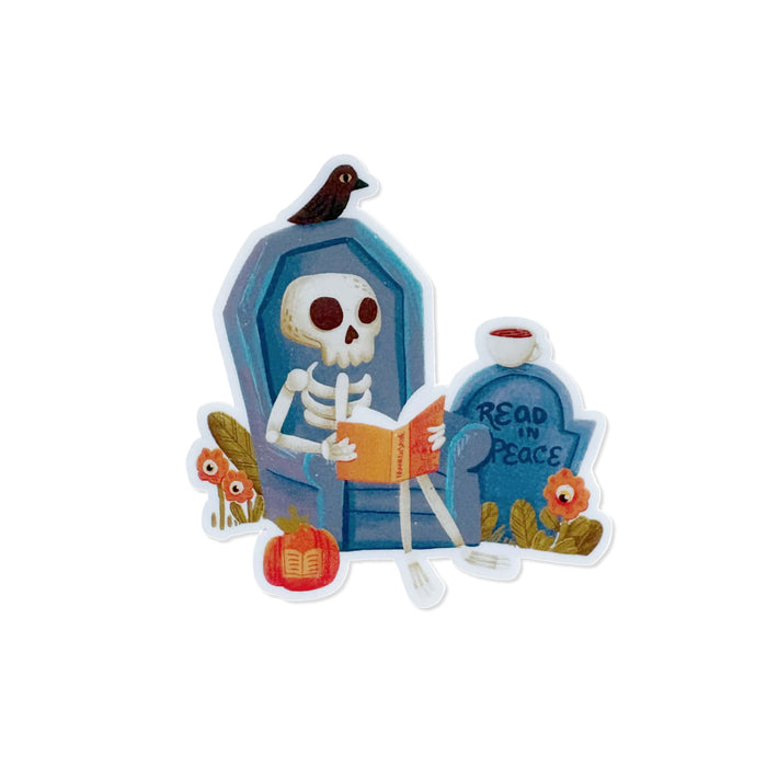 Read in Peace Skeleton Vinyl Sticker