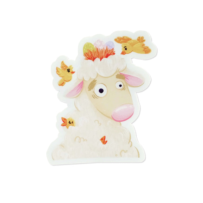 White Sheep Spring Vinyl Sticker